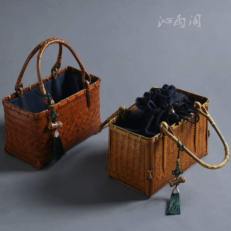 国风竹编包茶具收纳箱新中式旗袍汉服手提包斜挎小包百搭气质女包 8
