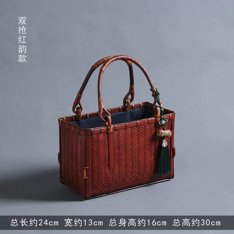 国风竹编包茶具收纳箱新中式旗袍汉服手提包斜挎小包百搭气质女包 14